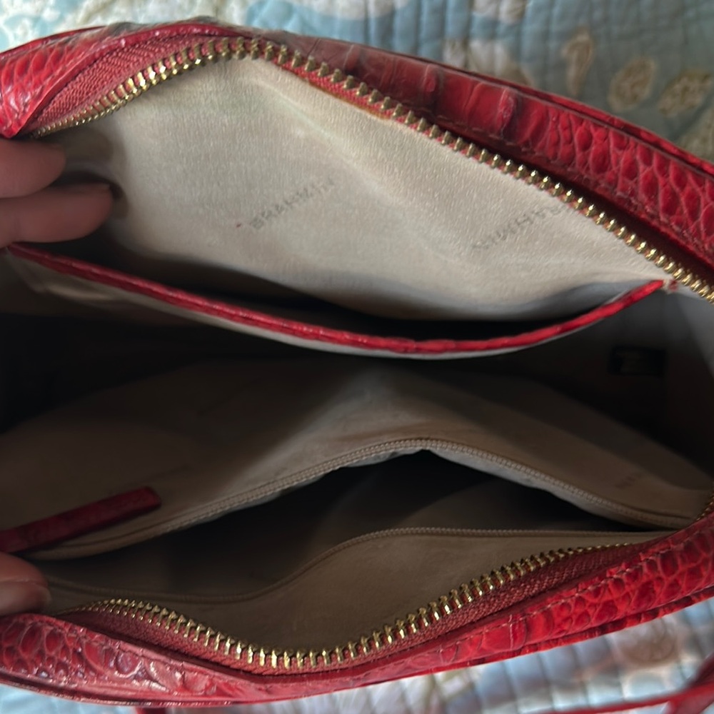 Brahmin Red Crocodile Embossed Leather Crossbody - Picture 3 of 4